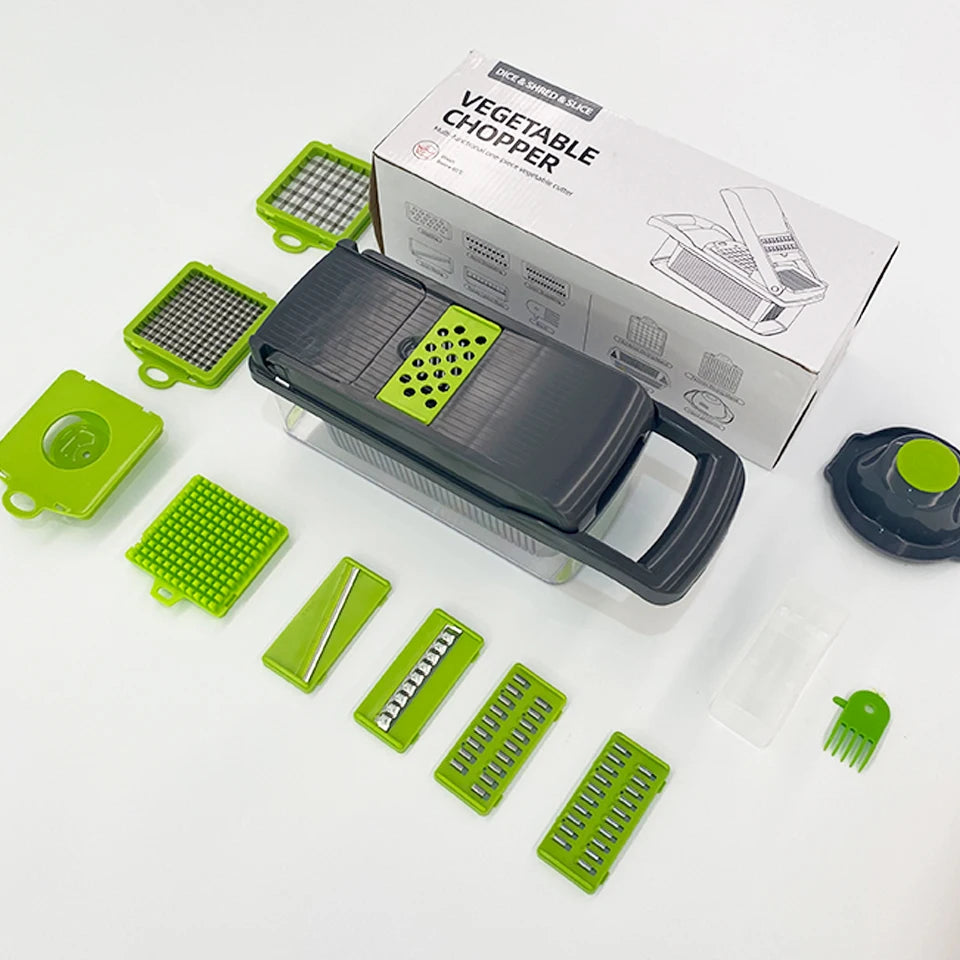 OEM/ODM Multifunctional Vegetable Cutter Shredder Grater Potato Shredder Wiper 16-piece Vegetable Cutter