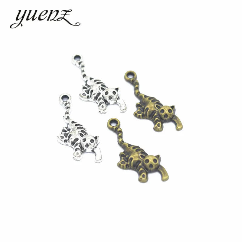 YuenZ 2 Color Antique Silver Plated Alloy Cat Charms Pendants for Jewelry Making DIY Handmade Craft 25*11mm D9132