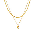 Nabest Minimalist Gold Plated Pea Bead Charm with Pearl Necklace Women Stainless Steel Snake Chain Layers Choker Jewelry