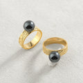 Hawaiian Brass Ring Fashion Pearl Ring Gold Plated Finger Ring