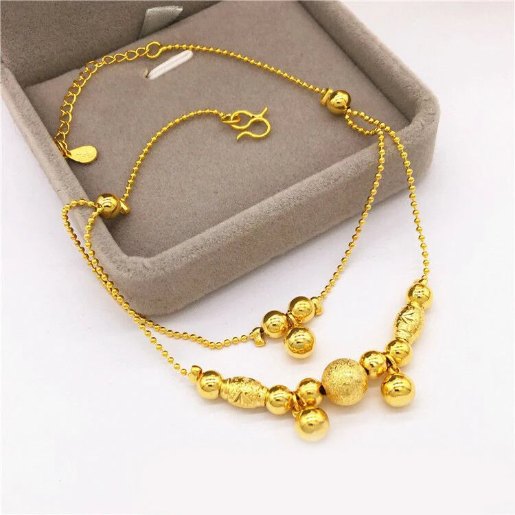 New Jewelry Copper Plated Vietnamese Sand Gold Transfer Bead Anklet Female Fashion Korean Foot Ornament Wholesale