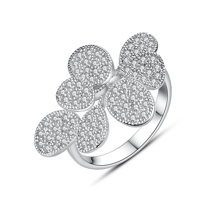 LUOTEEMI Elegant Design Couple Wedding Rings Engagement Luxury Flower for Women Rings Wholesale MegaBDM