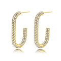 DAMILA Fine Jewelry 18K Gold Plated Earring Full Cubic Zirconia C Shape Earring Stud for Women
