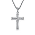 MECYLIFE Stainless Steel Christian Jewelry Religious Necklace Men's Hiphop Cross Necklace Men's Cross Pendant