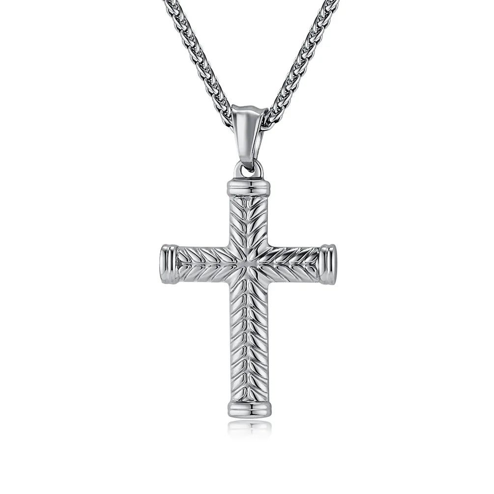 MECYLIFE Stainless Steel Christian Jewelry Religious Necklace Men's Hiphop Cross Necklace Men's Cross Pendant