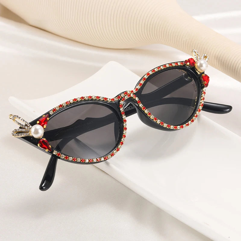 A95144 Vintage Cat Eye Diamond Sunglasses Women Luxury Brand Bling Colorful Rhinestones Sunglasses Retro Eyewear Shades UV400