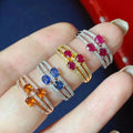 Hot Sale Platinum Plated 925 Sterling Silver Oval Cut Sapphire Engagement and Wedding Women's Ring Classic Style