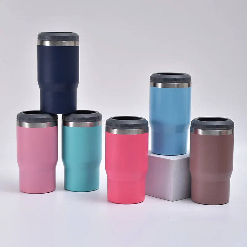 Custom 14oz Stainless Steel Tumbler Metal Mug Beer Cola Insulated Vacuum Holder Cozy 4 in 1 Can Cooler for Standard Tall Cans
