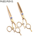 Professional Hair Scissors 5.5'' 6" AQIABI 440C Hair Cutting Scissors Gold Thinning Shears Salon Scissors for Hairdresser A9019