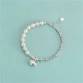 Vintage 925 Sterling Silver Daily Beaded Bracelets Triangles Spacer Beads Pearl Patchwork Bracelets With Heart Charms Wholesale