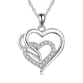 Engagement Jewelry 925 Sterling Silver Double Love Heart Pendant Necklace for Women