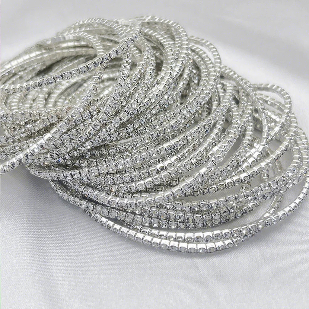 Fashion Colorful 2MM Claw Chain Bracelet Copper Rhinestone Stretch Bracelet for Gift