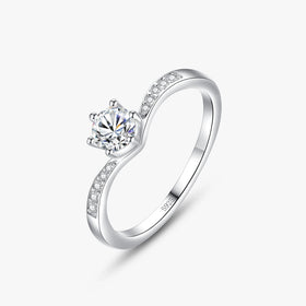 Ailmay New Arrival Real 925 Sterling Silver Round Cubic Zirconia CZ Ring for Women Wedding Statement Fine Silver Jewelry