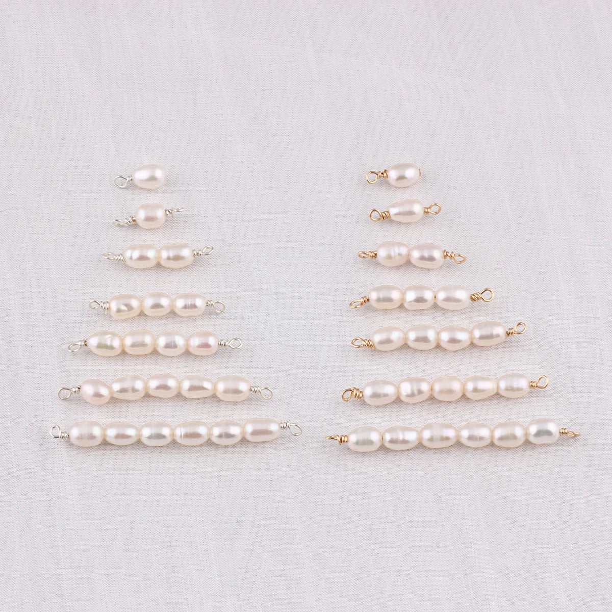 14K Gold Filled Wire 1-6pcs 2-5mm Oval Rice Freshwater Pearl Charm Connectors for Permanent Bracelet Necklace Jewelry Making