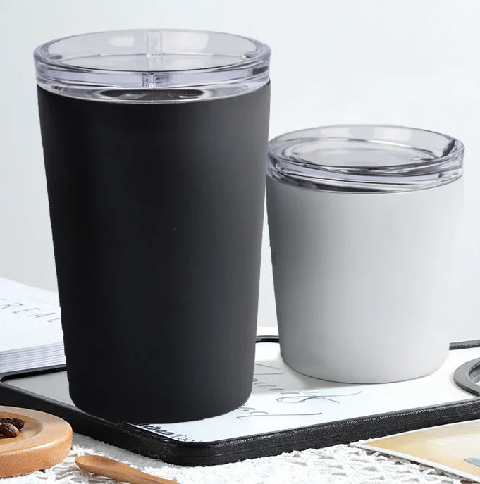 Customized 240ml 360ml 500ml Portable Reusable Stainless Steel Coffee Cups with Lid Direct Drinking MOQ 1pc