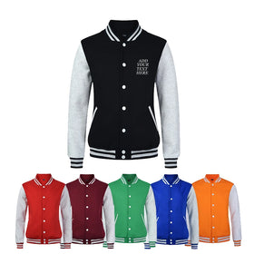 Custom Print Long Sleeve Men Letterman Zipper Jacket Hoodie Plain Blank Varsity Fleece Baseball Men's Jackets Hoodies