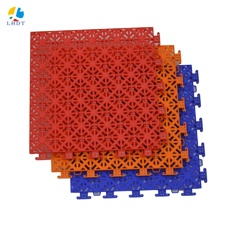 Sports Floor Linghan Interlocking Suspended PP Plastic Flooring Tiles Carpets with Buffer Cushion