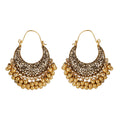 Indian Ethnic Vintage Children's Dangle Drop Earrings Imitation Pearl Metal Alloy Gold Geometric High Polished Finish Hinduism