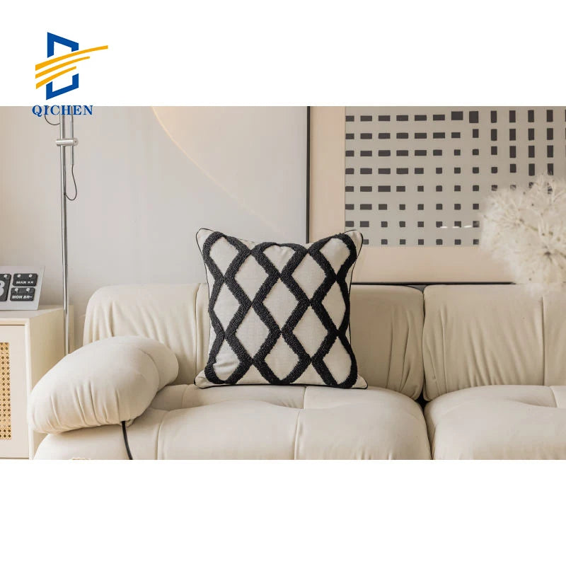 Innermor Tufted Bohemian Decor Cotton Cushion Cover Handicrafts Embroidery for Home or Hotel Use Square Shape