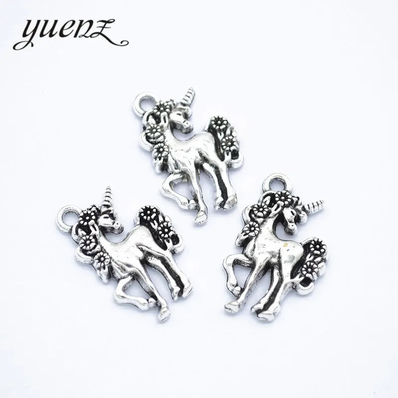 YuenZ Alloy Unicorn Charms Antique Silver Color Metal Pendant for Bracelet Earring Diy Jewelry Findings 24*15mm D9273