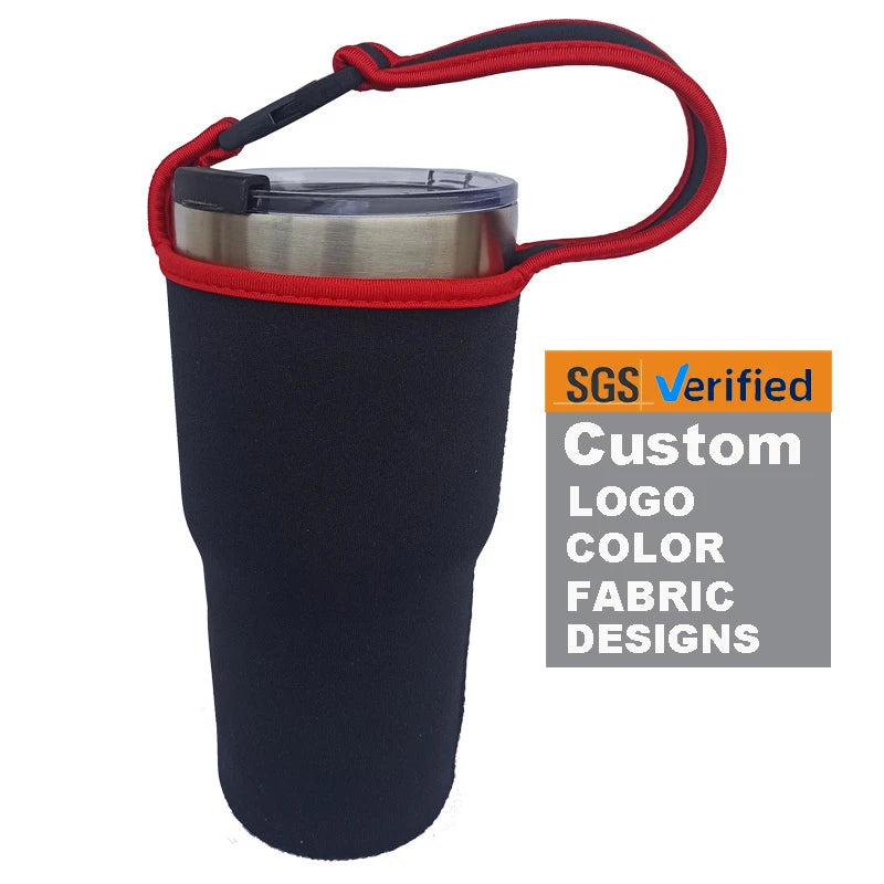 Custom Promotion Gift Wholesale Tumbler Sleeve Holder 40 oz Neoprene Water Bottle Pouch Bag with Adjustable Strap