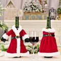 Factory Price Wine Bottle Covers Christmas Red Coat Dress Style Champagne Cover for Xmas Home Party Dinner Table Decoration