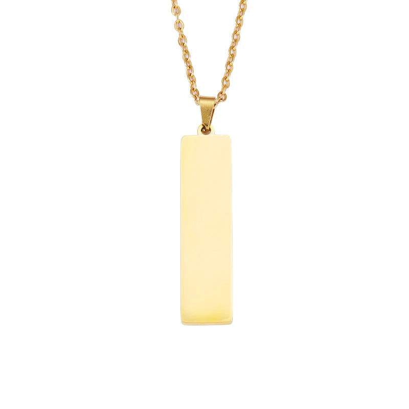 Engraveable Stainless Steel Rectangle Vertical Bar Sublimation Necklace Pendants Blanks