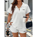 F240019 Custom Two Piece Short Sweatpants Set Women Turn-down Sweatshirt Sweatsuits Short Set Jogger 2 Piece Shorts Pant Set