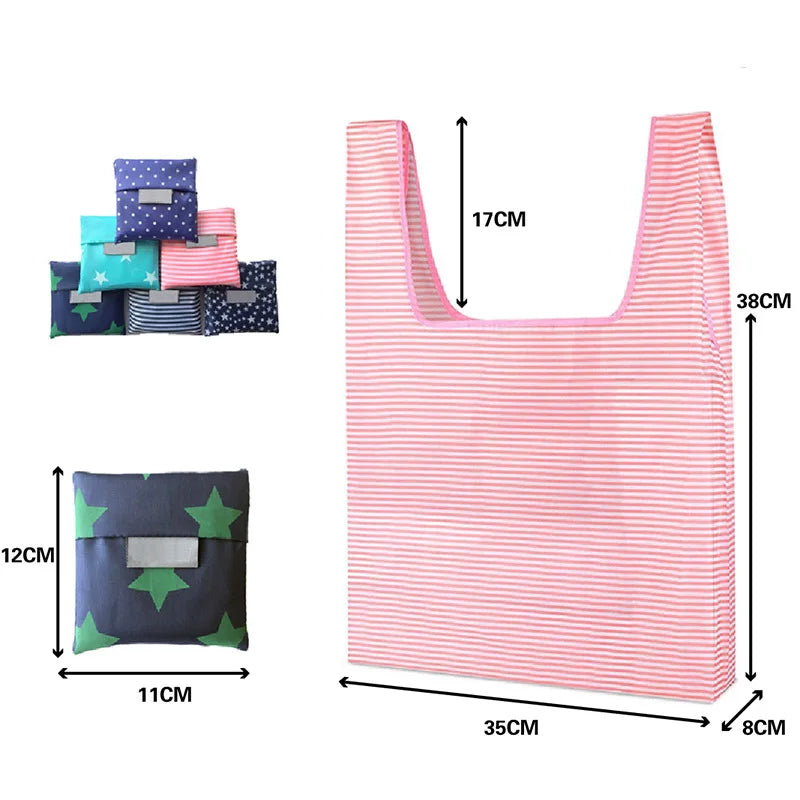 Custom Reusable Folding Shopping Bag Eco-friendly Shopping Handbags Portable Tote Household Grocery Storage Bag Storage Supplies