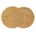 Wholesale Customs Eco-friendly Handmade Natural Round Rattan Water Hyacinth Woven Placemats for Wedding Dining Table