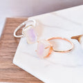925 Sterling Silver Natural Raw Moonstone Casual Engagement Rings Jewelry for Ladies