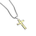 Euramerican Unisex Classic Gold Plated Silver Wind Chain Rotatable Stainless Steel Cross Necklace Zircon Charming Pendant Gifts
