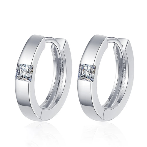 0.6CT Square Moissanite Diamond Hoop Earrings Solid 925 Sterling Silver for Birthday Anniversary Wedding Jewelry Gift for Women