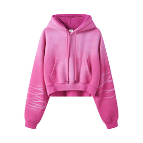 Wholesale Fleece Outwork Bulk Custom Embroidery Blank Cotton French Terry Oversized Cropped Top Hoodie