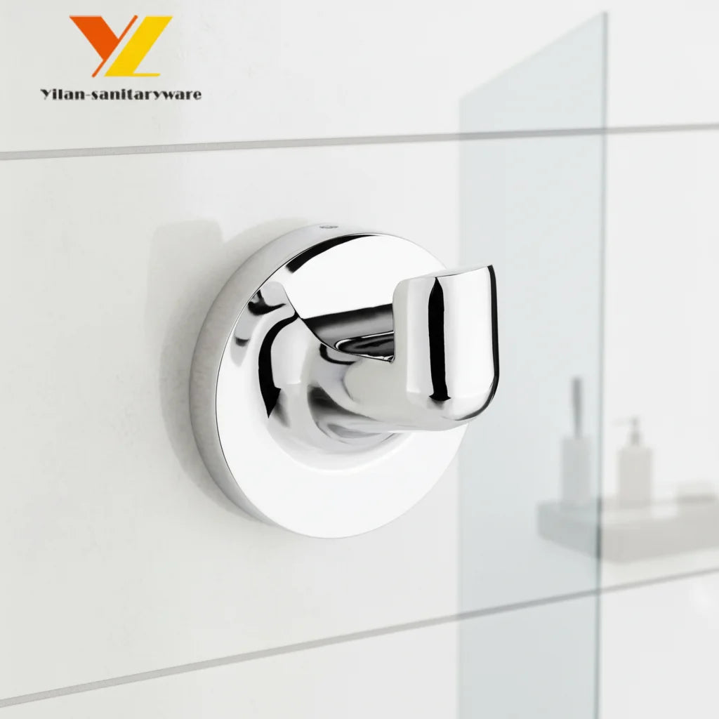 Multi-Function Single Towel Hook for Bathroom Zinc Alloy Chrome Plated/Matt Black Eco-Friendly Robe Wall Hook Metal