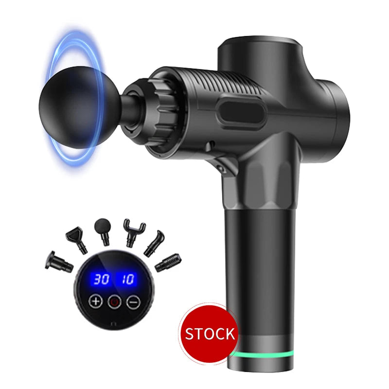 Massage Gun Electric Carbon Black Body Muscle Fascia Gun Vibration Deep Tissue Percussion Massage Gun