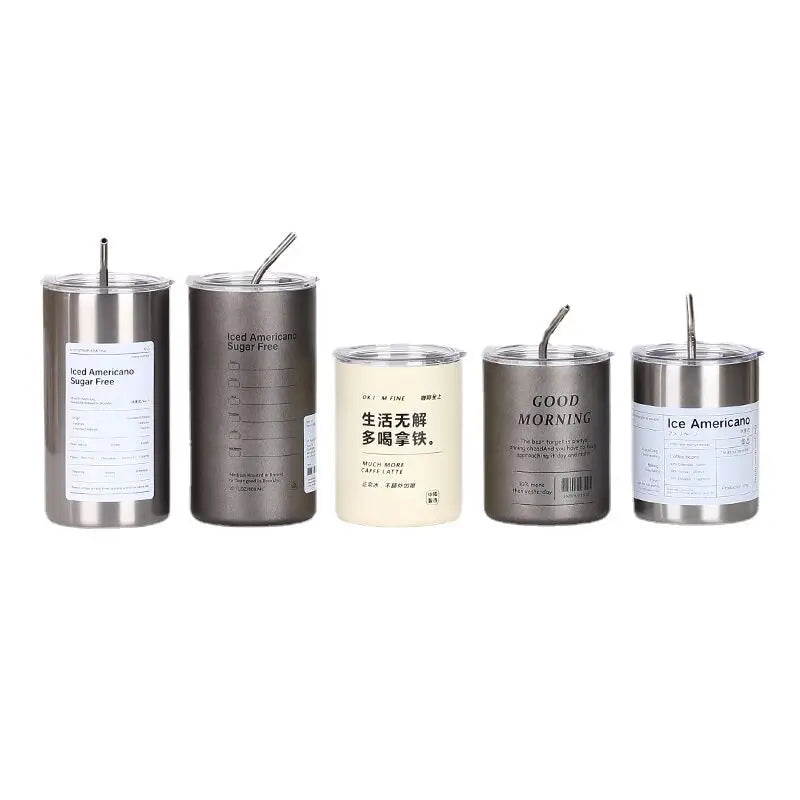 Wholesale Stainless Steel Insulated Travel Coffee Tumbler Camp Coffee Mug Tea Cup Thermos with Straw