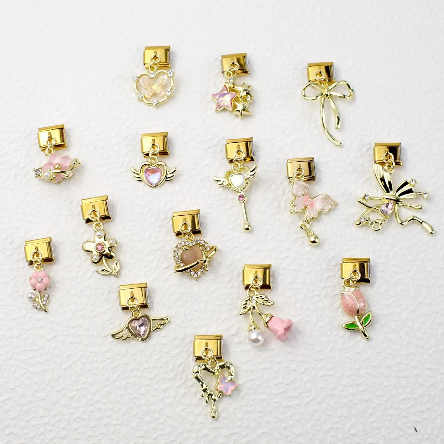 Italy Fashion's Exquisite Stainless Steel DIY Charm Bracelets Cross-Border Jewelry Accessories with Floral Pattern
