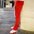 Streetwear Men Stacked Joggers With Pocket Custom Logo Red Sweatpants Wholesale 100% Cotton Flare Pants Men
