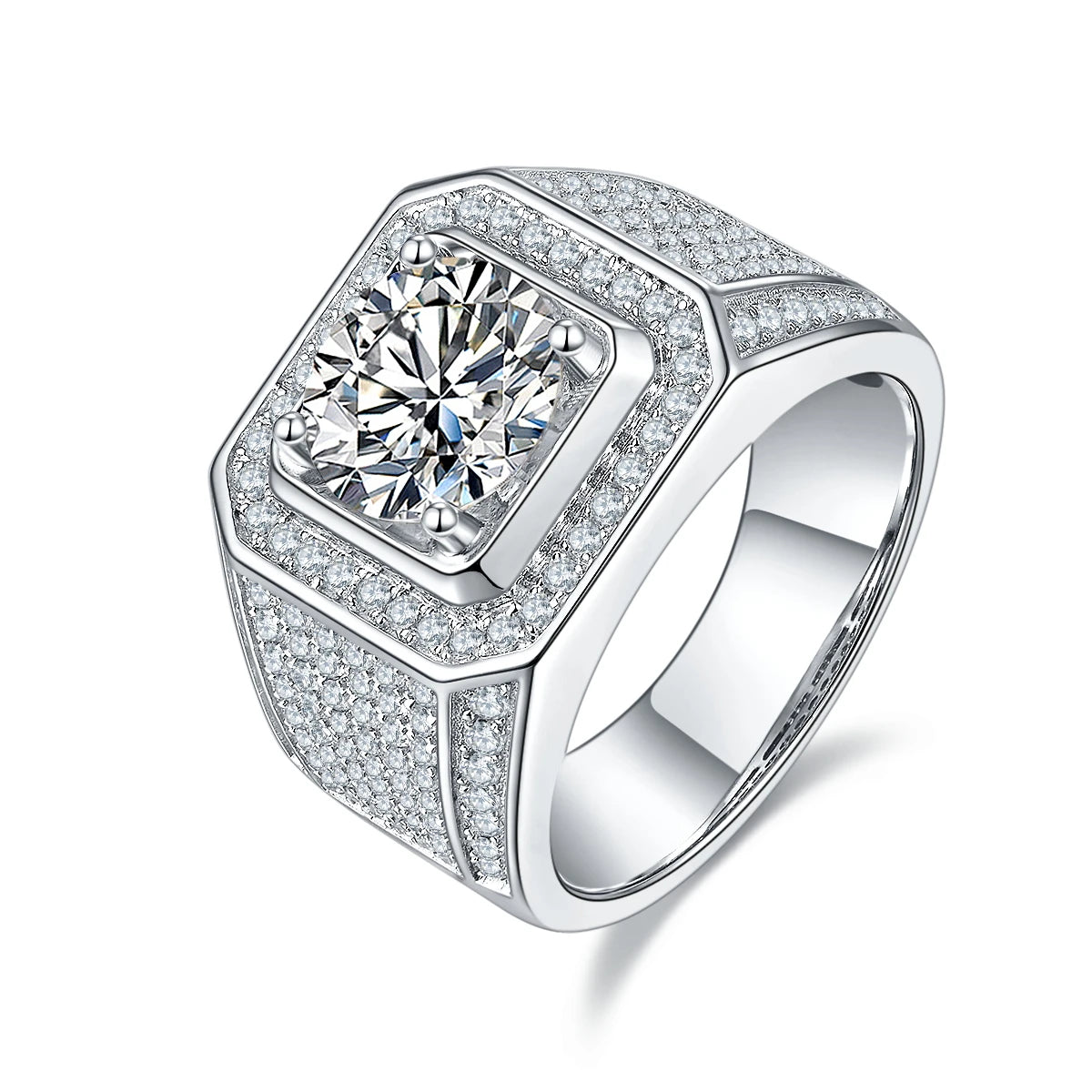 New Arrival Prevalent 925 Silver Moissanite Mens Wedding Rings Men Moissanite Ring for Unique Design