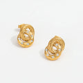 JOOLIM Jewelry High End 18K Gold Plated AAA Zirconia Twist Circle Dangle Stud Stainless Steel Earrings Fashion Jewelry