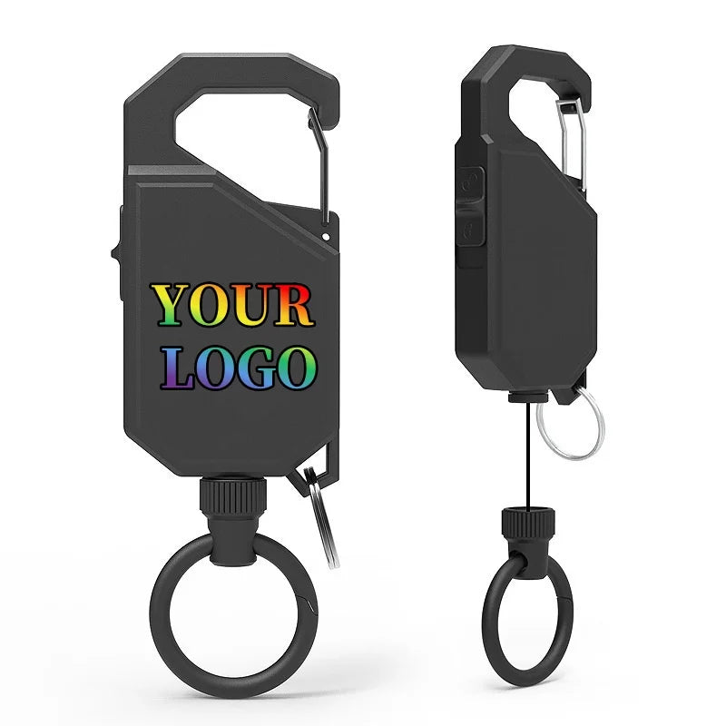 Heavy Duty Telescopic ABS Badge Reel Stopable Keychain Carabiner Fishing Reel with Locking Switch