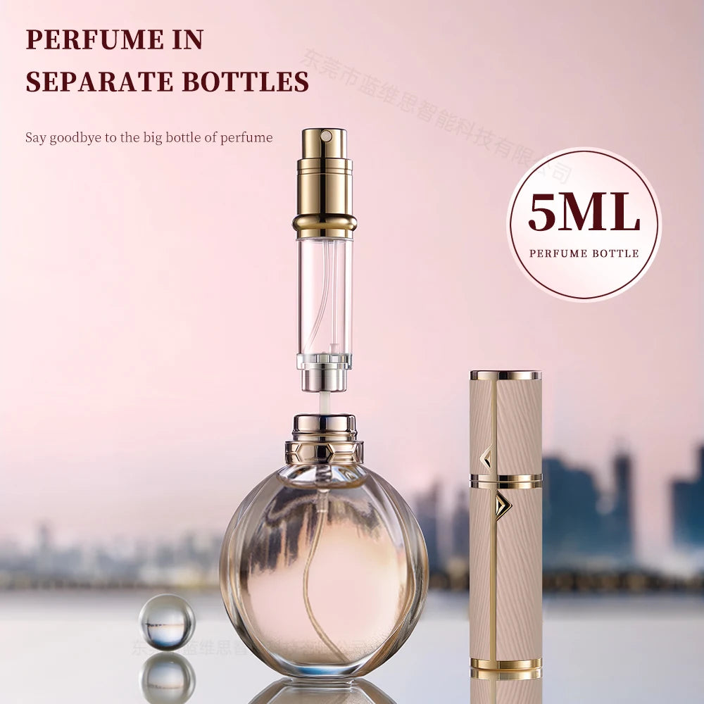 High-Grade PU Luxury Leather Aluminum Travel Perfume Bottle Customized Logo Portable 5ml 8ml Empty Aluminum Perfume Spray Bottle