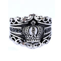 New Arrival Punk Hip Hop Crown Black Zircon Stainless Steel Europe Medieval Style Ring Men Black Gemstone Vintage Royal King