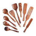 10 PCE Wooden Kitchen Cooking Utensils Set for Non-stick PanWooden Spurtles Set for Cooking Spurtles Kitchen Tools