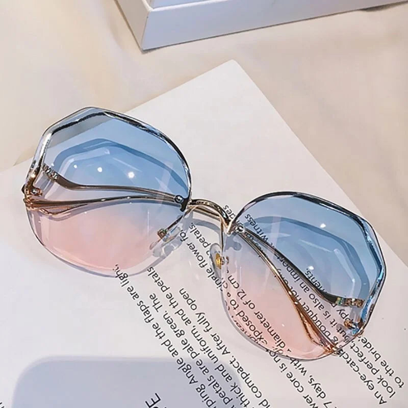 Newest 2022 Vintage Cut Edge Unisex Full Rim Mirror UV400 Light Weight Metal Sunglasses Gradient Comfortable Fashion Brand