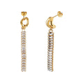 Fashion Jewelry Women Diamond Long Tennis Chain 18k Gold Plating Stainless Steel Zircon Drop Earrings