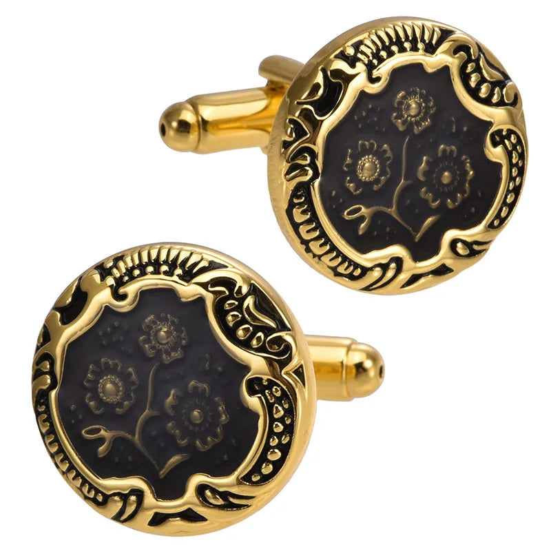 Wholesale Classic Flower Elegant Cufflinks Custom Mens Suit Shirt Fashion Accessory Wedding Tuxedo Trendy Jewelry Gift Set