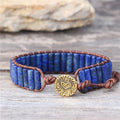 Unique Tube Shape Lapis Lazuli Single Leather Wrap Bracelets Wholesale Handmade Bohemian Weaving Bracelet Wholesale Dropshipping