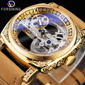 Forsining Watches Men Waterproof Mechanical Wristwatch Brown Leather Strap Automatic Watch Luxury Retro Reloj Hombre